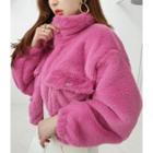 Funnel-neck Eco-fur Jacket
