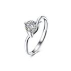 925 Sterling Silver Simple Fashion Round Cubic Zircon Adjustable Ring Silver - One Size
