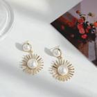 Faux-pearl Flower Drop Earring 1 Pair - Gold - One Size