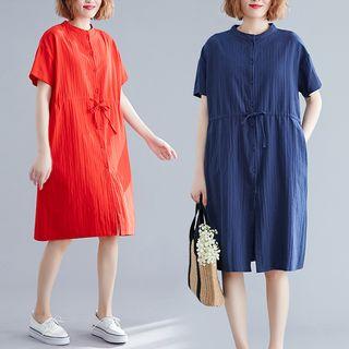 Long-sleeve Stand Collar Shirtdress