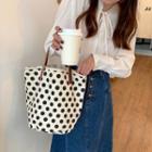 Dot Print Canvas Tote Bag