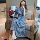 Smocked-waist Floral Midi Dress