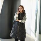 Hooded Padded Long Zip Vest Black - One Size
