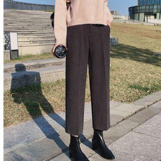 Cropped Wide-leg Woolen Dress Pants