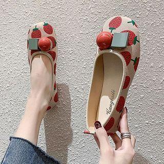 Fruit Print Embellished Flats