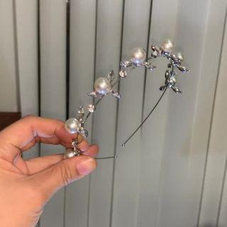 Faux Pearl Hair Band White & Silver - One Size