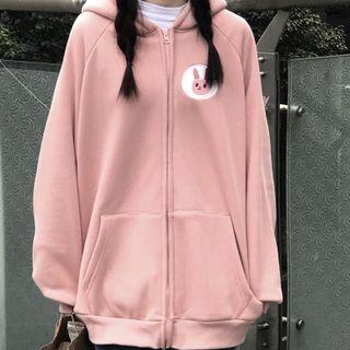 Rabbit Print Zip Hoodie