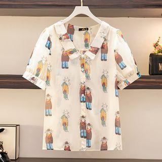 Short Sleeve Cow Print Shirt