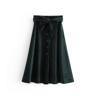 Tie-waist Corduroy Skirt