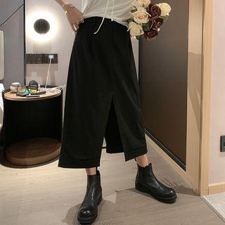 Front-slit Midi Straight-fit Skirt