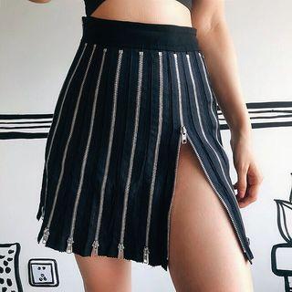Zip Accent A-line Mini Skirt