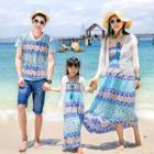 Family Matching Tube Smocked Dress/ Sleeveless Smocked Dress/ Short-sleeve V-neck T-shirt