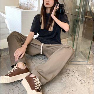 Corduroy Panel Loose Fit Pants