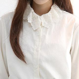 Lace-collar Cotton Shirt