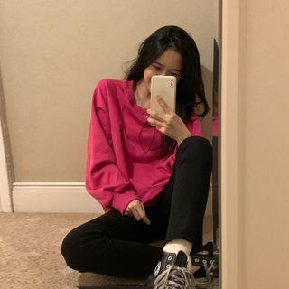 Raglan-sleeve Stitch-trim Sweatshirt