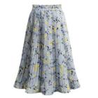Floral Print Chiffon A-line Pleated Midi Skirt