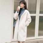 Open Front Faux Lambswool Coat White - One Size