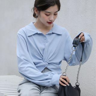 Ruched Collar Sweatshirt