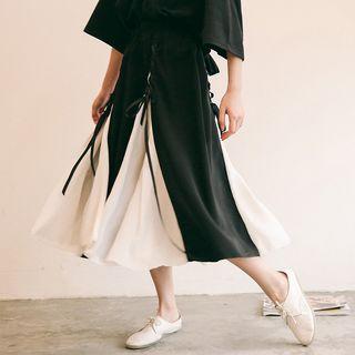 Two-tone A-line Midi Chiffon Skirt As Shown In Figure - One Size