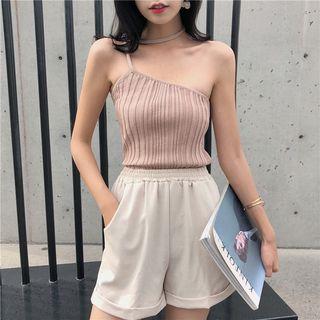 One-shoulder Knitted Camisole Top