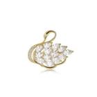 Fashion And Elegant Plated Gold Swan Brooch With Cubic Zirconia Golden - One Size