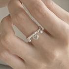 Beaded Heart Ring Silver - One Size