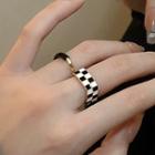 Set Of 2: Ring Set Of 2 - Black & White Check & Black & Gold - One Size