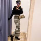 Stripe Patterned Maxi Knit Skirt