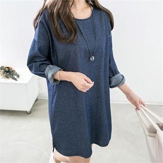 Round-neck Denim Shift Dress