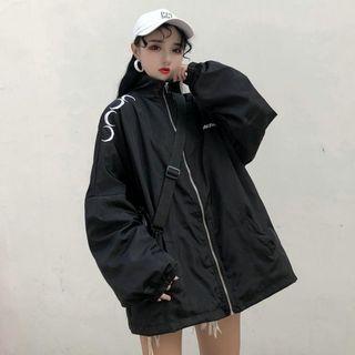 Embroidered Zip Jacket / Lettering Zip Jacket