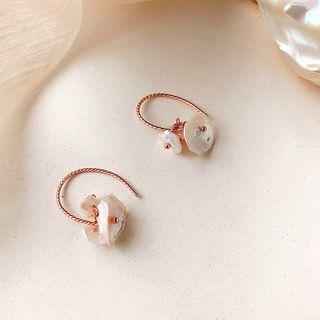 925 Sterling Silver Pearl Flower Dangle Earring 1 Pair - 925 Silver - Earrings - Rose Gold - One Size