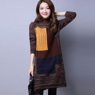 Melange Colour Block Knit Dress
