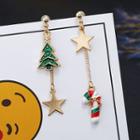 Non-matching Christmas Tree & Star Dangle Earring As Shown In Figure - One Size