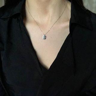 Lettering Pendant Sterling Silver Necklace White - One Size