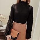 High Neck Long-sleeve Blouse