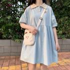Puff-sleeve Embroidered Polo Dress