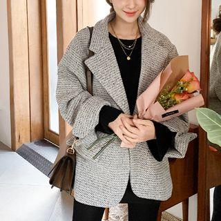 One-button Boxy Tweed Jacket Black - One Size