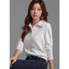 Faux-pearl Buttoned Polo Shirt