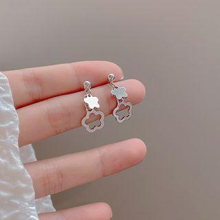 Sterling Silver Hollow Flower Drop Earring E5068 - Silver - One Size