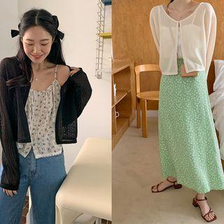 Hook-and-eye Sheer Cardigan