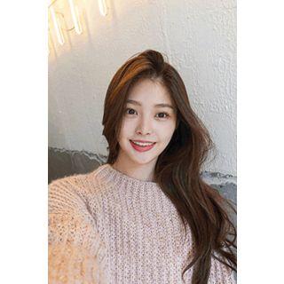 Drop-shoulder Wool Blend Rib Sweater