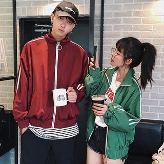 Couple Matching Stripe Panel Jacket