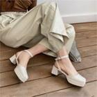 Platform Ankle-strap Block-heel Sandals