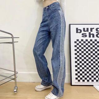 High Waist Paneled Baggy Jeans
