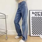 High Waist Paneled Baggy Jeans