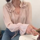 Frill-trim Tie-neck Blouse As Shown In Figure - One Size