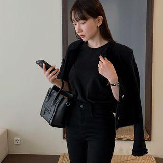 Button-up Fringe Tweed Jacket