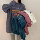 Mock-turtleneck Lettering Pullover