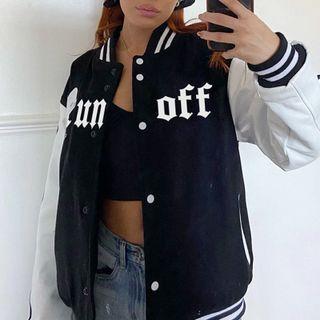 Long Sleeve Lettering Bomber Jacket