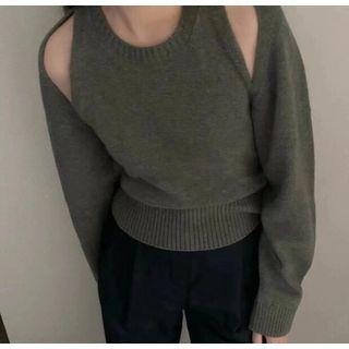 Mock Two-piece Cut-out Sweater